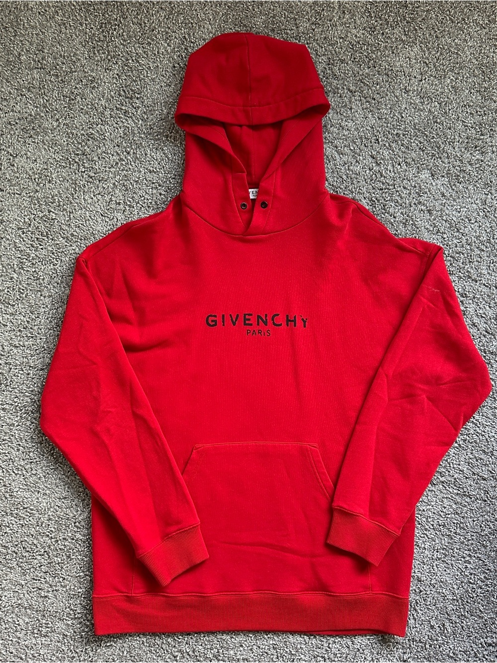 Givenchy Red Pullover Hoodie with Black Logo